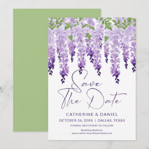 Reserve A Data Casamento de Wisteria com Aguarela Roxa Lavanda