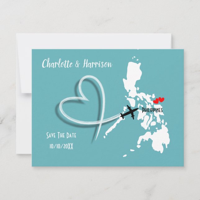 Reserve A Data Casamento Destino Filipinas Salvar a Data (Frente)