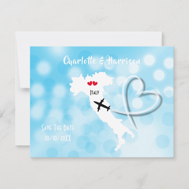Reserve A Data Casamento Destino Itália Salve A Data (Frente)