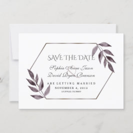 Reserve A Data Casamento Diamante Folhagem Tinta Aquarela Minimal