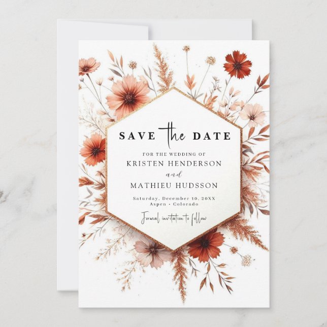 Reserve A Data Casamento Digital Chic Terracotta (Frente)