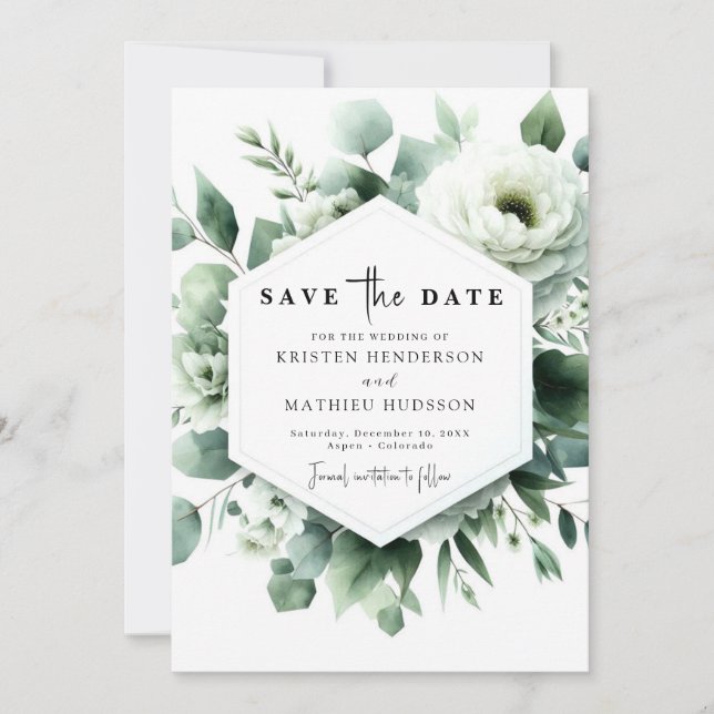 Reserve A Data Casamento Digital Eucalyptus Chic Watercolor (Frente)