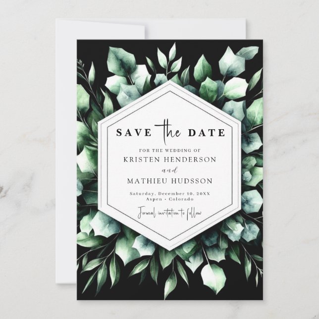 Reserve A Data Casamento Digital Eucalyptus Elegante (Frente)