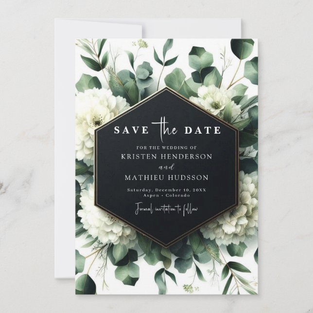 Reserve A Data Casamento digital Eucalyptus elegante (Frente)