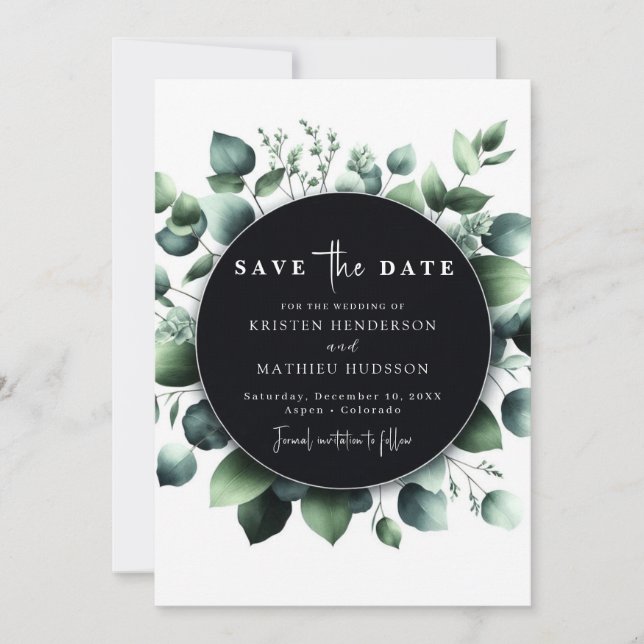 Reserve A Data Casamento Digital Eucalyptus Moderno (Frente)