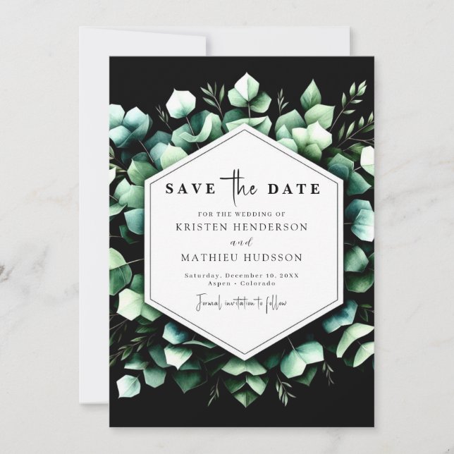 Reserve A Data Casamento digital Eucalyptus na moda minimal (Frente)