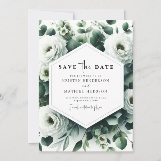 Reserve A Data Casamento Digital Eucalyptus Personalizado Chic (Frente)