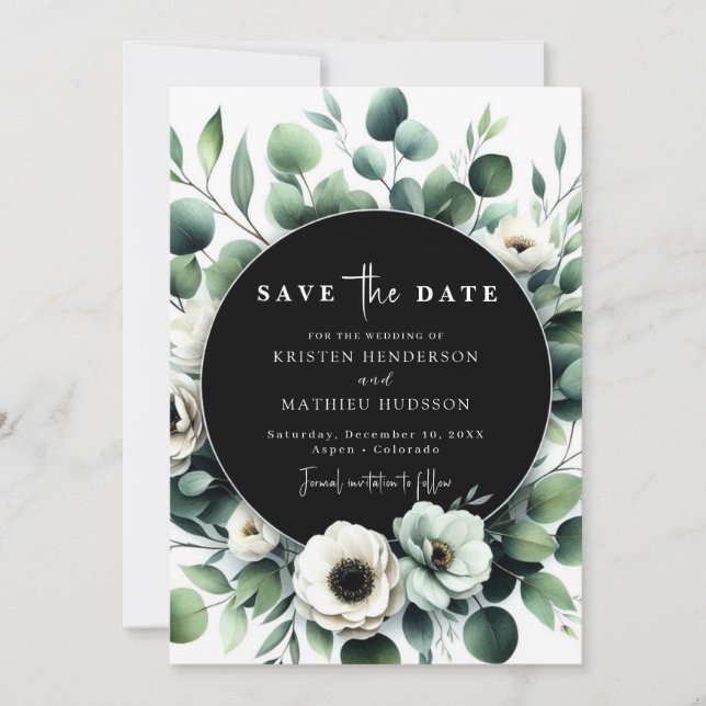 Reserve A Data Casamento Digital Eucalyptus Verde Simples (Frente)