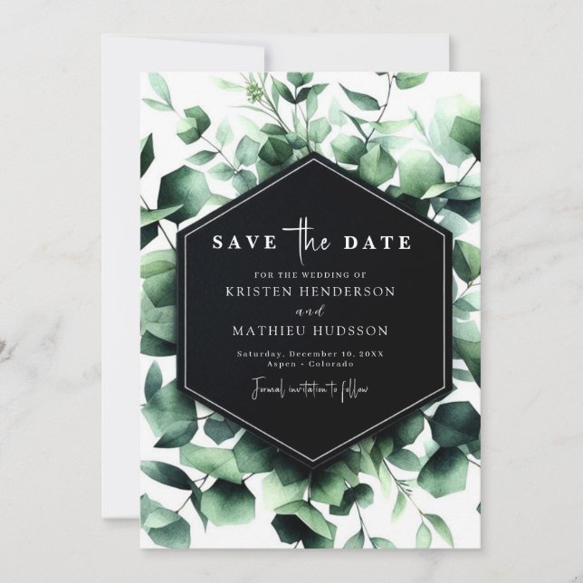 Reserve A Data Casamento Digital Mínimo de Eucalyptus Floral (Frente)