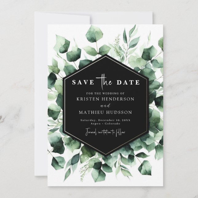 Reserve A Data Casamento digital romance Eucalyptus (Frente)