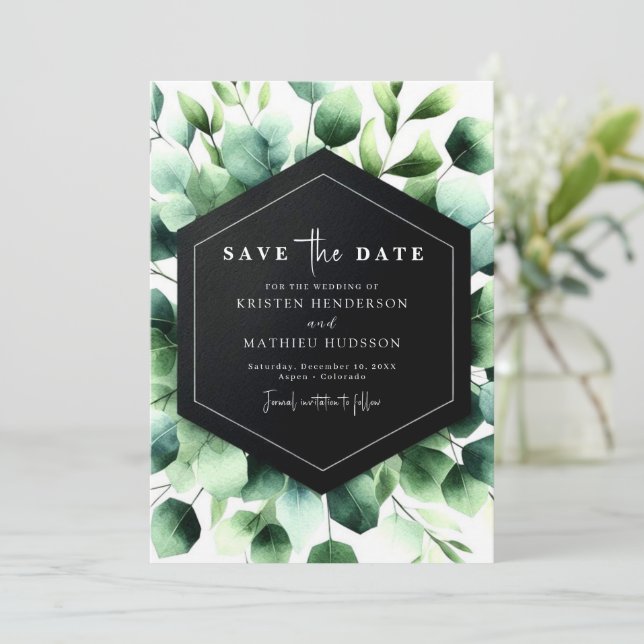 Reserve A Data Casamento Digital Simple Boho Eucalyptus (Em pé/Frente)