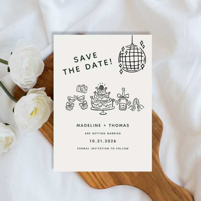 Reserve A Data Casamento Disco Rabiscado à Mão Save The Date (Criador carregado)