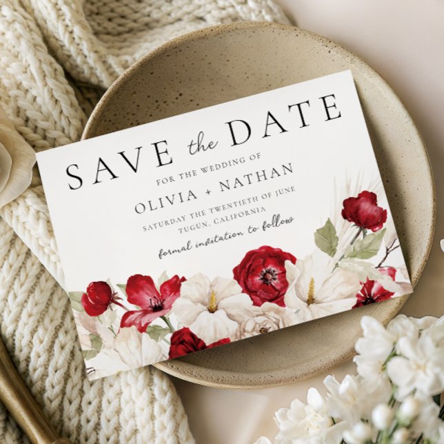 Reserve A Data Casamento Divine Bloom: Flores Brancas e Vermelhas (Criador carregado)