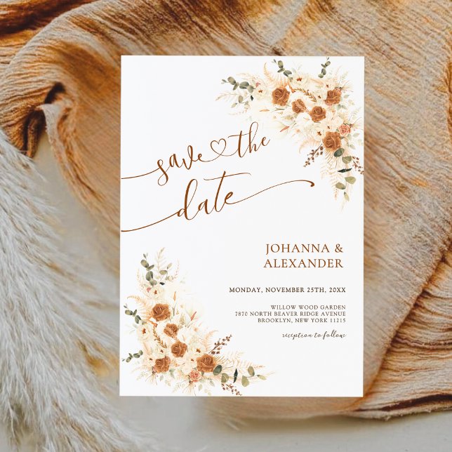 Reserve A Data Casamento do Código QR Boho Bohemian Terracotta Bo (Criador carregado)