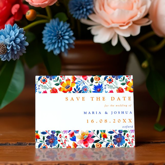 Reserve A Data Casamento do Código QR do Folk Floral Fiesta Color (Criador carregado)