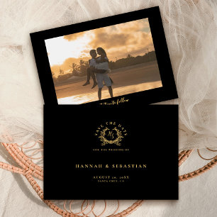 Reserve A Data Casamento do Código QR Preto/Dourado do Monograma 