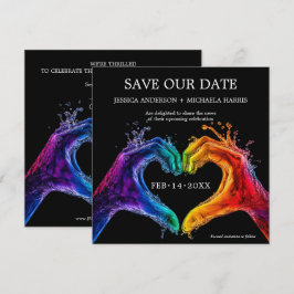 Reserve A Data Casamento do Coração do Orgulho LGBTQ ❤️ Quadrado