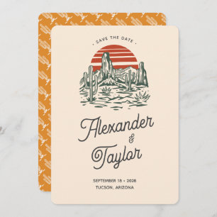 Reserve A Data Casamento do Deserto da Paisagem do Bold Retro Vib