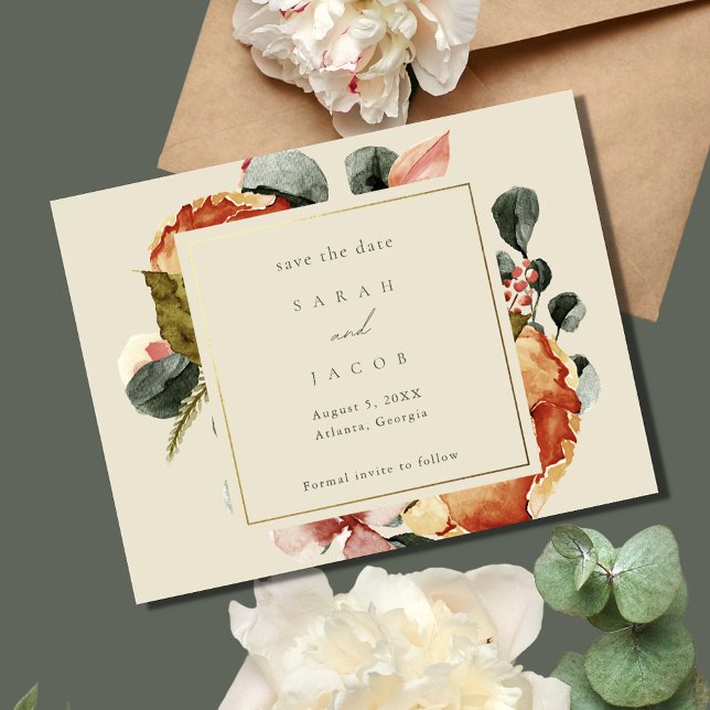 Reserve A Data Casamento do Jardim Floral Elegante (Elegant Floral Garden Wedding Save The Date)