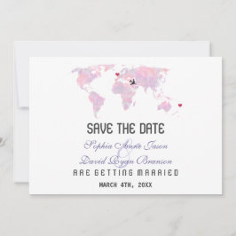 Reserve A Data Casamento do Mapa do Mundo de Destino Personalizad