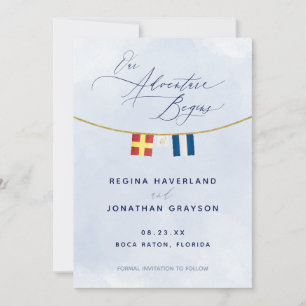 Reserve A Data Casamento Do Monograma Da Bandeira Marítima Náut