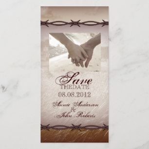 Reserve A Data casamento do país ocidental com arame farpado salv