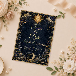 Reserve A Data Casamento do Sol Lua Vintage Celestial
