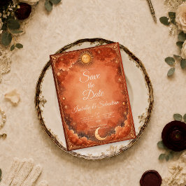 Reserve A Data Casamento do Sol Lunar Celestial Quente
