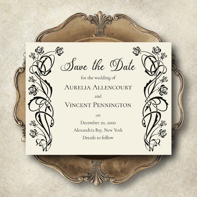 Reserve A Data Casamento dos Rosas Reais Medievais Salvar a Data (Criador carregado)