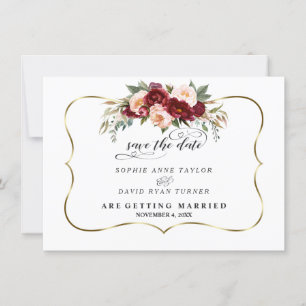 Reserve A Data Casamento Dourado Burgundy Blush Ivory Floral