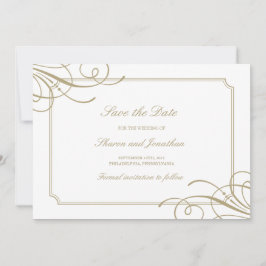 Reserve A Data Casamento Dourado Clássico de Luxo