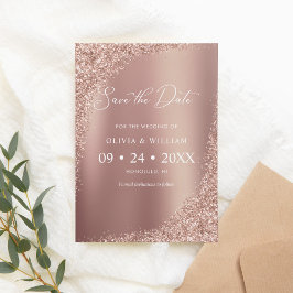 Reserve A Data Casamento Dourado com Rosa de Script Elegante Salv