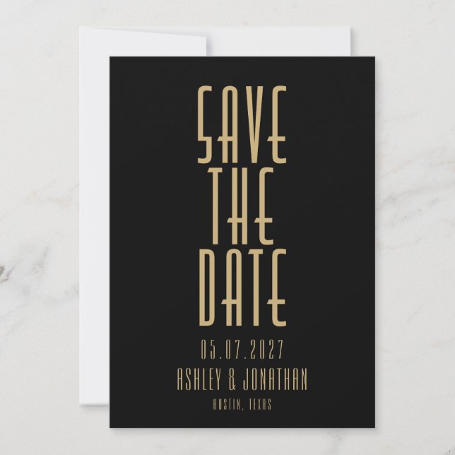 Reserve A Data Casamento Dourado de arte minimalista (Frente)