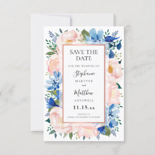 Reserve A Data Casamento Dourado de Cor de Água Rosa Rosa Azul