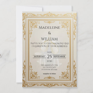 Reserve A Data Casamento Dourado de Luxury Elegante