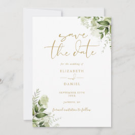 Reserve A Data Casamento Dourado do Código QR Floral Greenery