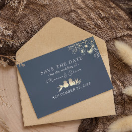 Reserve A Data Casamento Dourado e Azul Marinho