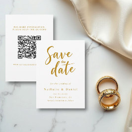Reserve A Data Casamento Dourado e branco de código QR elegante