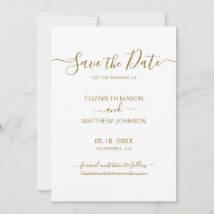 Reserve A Data Casamento Dourado e Branco Elegante e Minimalista
