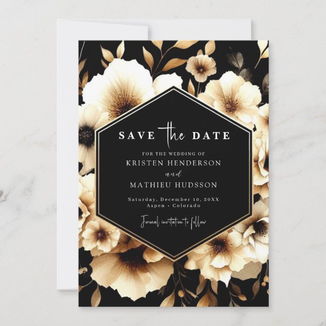 Reserve A Data Casamento Dourado e Negro mínimo russo (Frente)