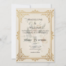Reserve A Data Casamento Dourado Elegante Formal de Luxury Salve