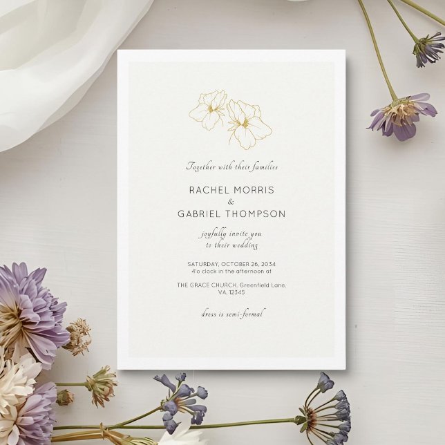 Reserve A Data Casamento Dourado Floral de Ivory & White (Criador carregado)