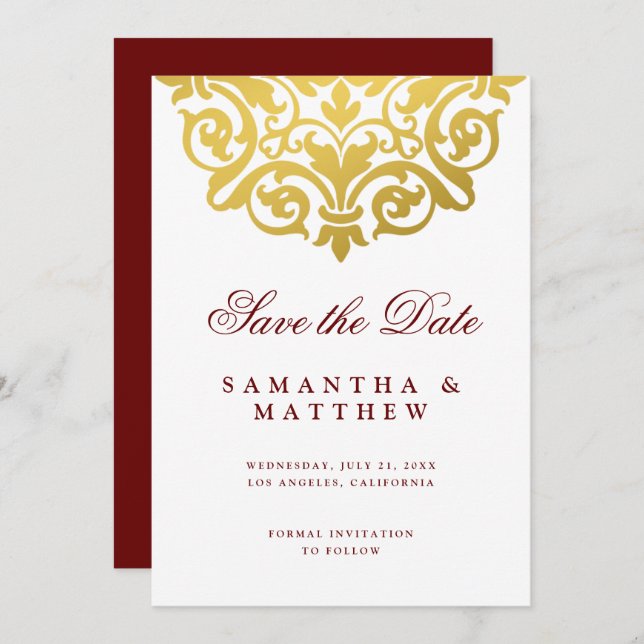Reserve A Data Casamento Dourado Mandala Indiano Salva A Data (Frente/Verso)
