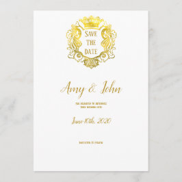 Reserve A Data Casamento Dourado Real De Crest Elegante Salvar A