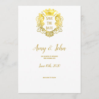 Reserve A Data Casamento Dourado Real De Crest Elegante Salvar A 