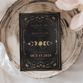 Reserve A Data Casamento Dourado Tarot Celestial Preto e Faux