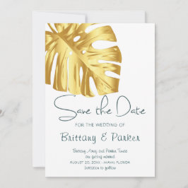 Reserve A Data Casamento Dourado Tropical Floral