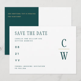 Reserve A Data Casamento Dourado Verde de Peacock TEAL SALVE A DA