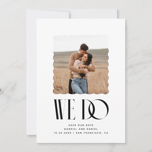 Reserve A Data Casamento Editorial Moderno | Moldura de Foto Ondu (Frente)