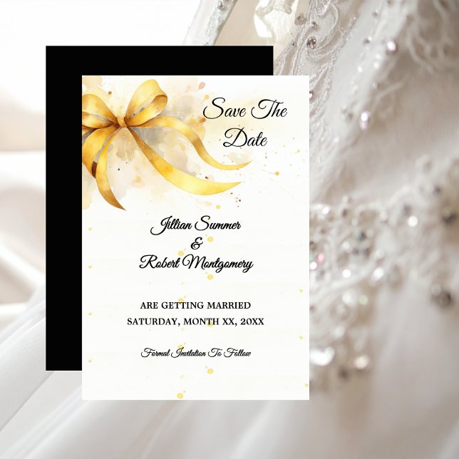 Reserve A Data Casamento Elegante a Ouro (Elegant Gold Wedding Save The Date)